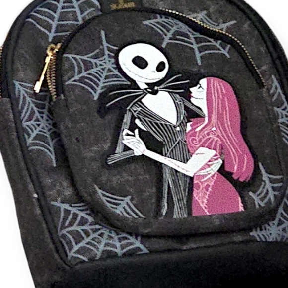 The Nightmare Before Christmas Jack & Sally Mini Black & Gray Backpack Bag - Picture 6 of 12